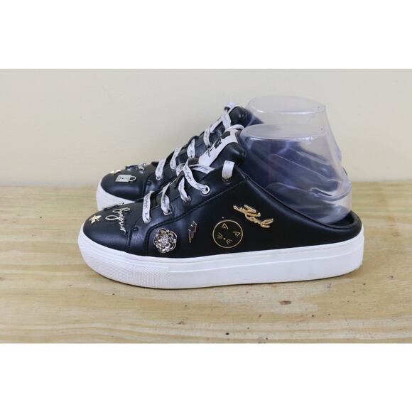 Karl Lagerfeld Paris Womens Shoes 6M Black Leather Cordelia Mules Sneakers - Picture 1 of 10